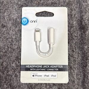Onn Running White Headphone Jack Adapter with Lightning Connector